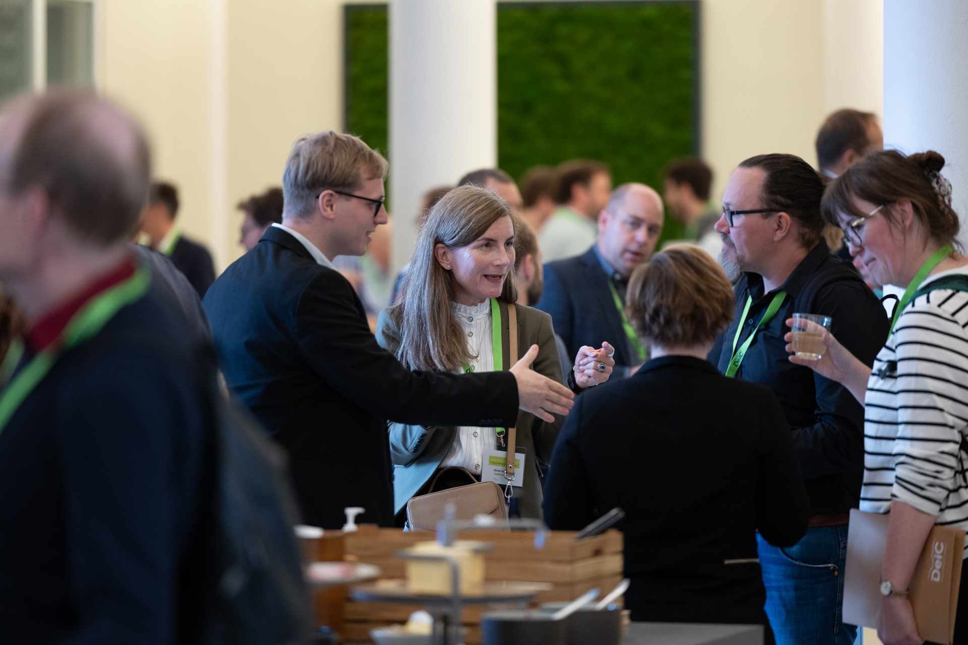 People networking at a social event